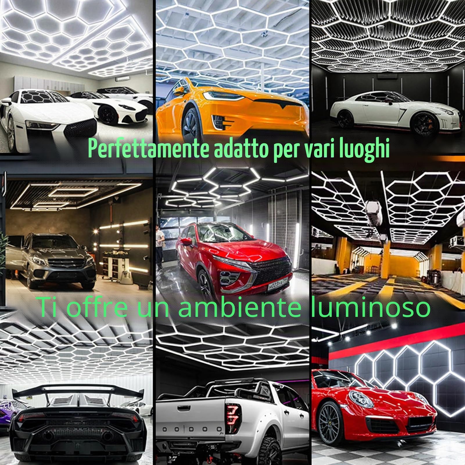 Lampada LED a Nido d'Ape 6500 K Lampada da Garage LED Esagonale Luci LED Esagonali da Garage per Officina Stazione di Manutenzione Lavaggio Auto Palestra Bar,3000k,1