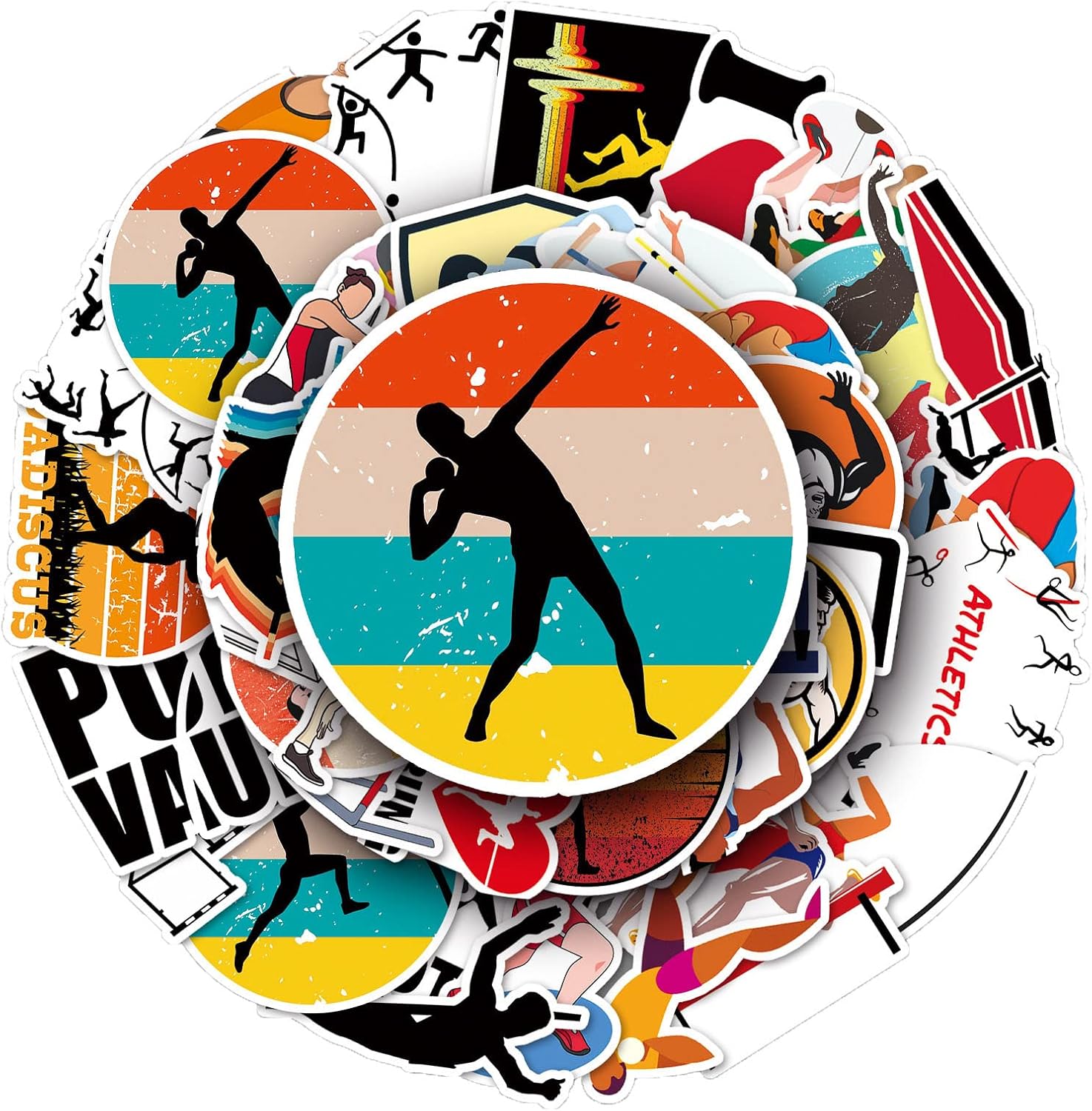 Track and Field Sports Stickers 50Pcs Water Bottles