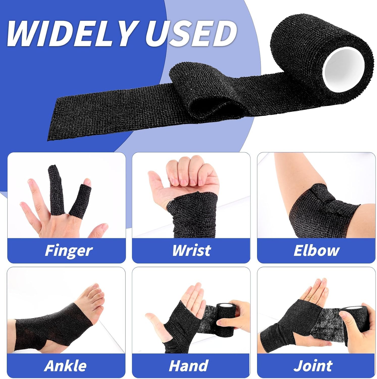60 Pack Black Self Adhesive Bandage Wrap Bulk 3 Inch x 5 Yards Cohesive Bandage,Vet Wrap Breathable Elastic Self-Adherent Tape for Stretch Athletic Sports Wrist Ankle Dogs Pet Vet Wrap