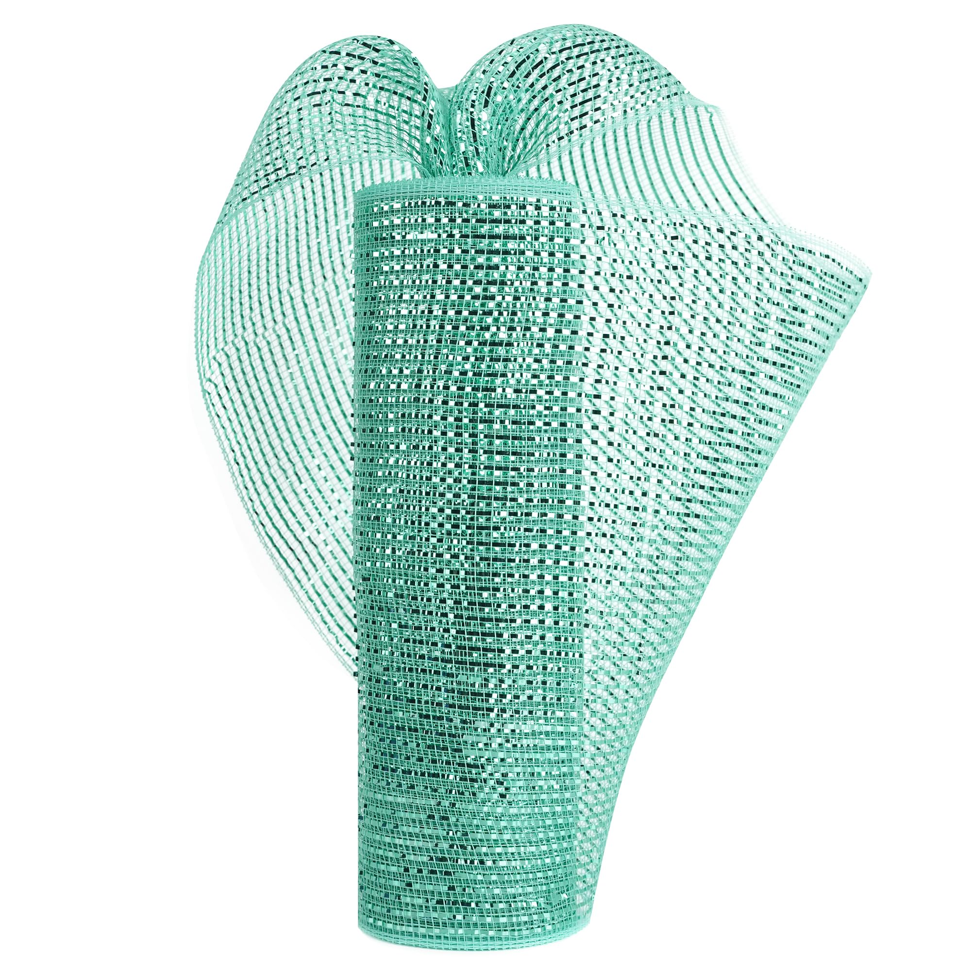 HUIHUANG Mint Green Deco Mesh 10 inch Wide Teal Christmas Mesh Ribbon Metallic Deluxe Foil Mesh Ribbon for Christmas Tree, Garlands, Staircase, Wreath Supplies, Swags, Large Bows-10 Yards
