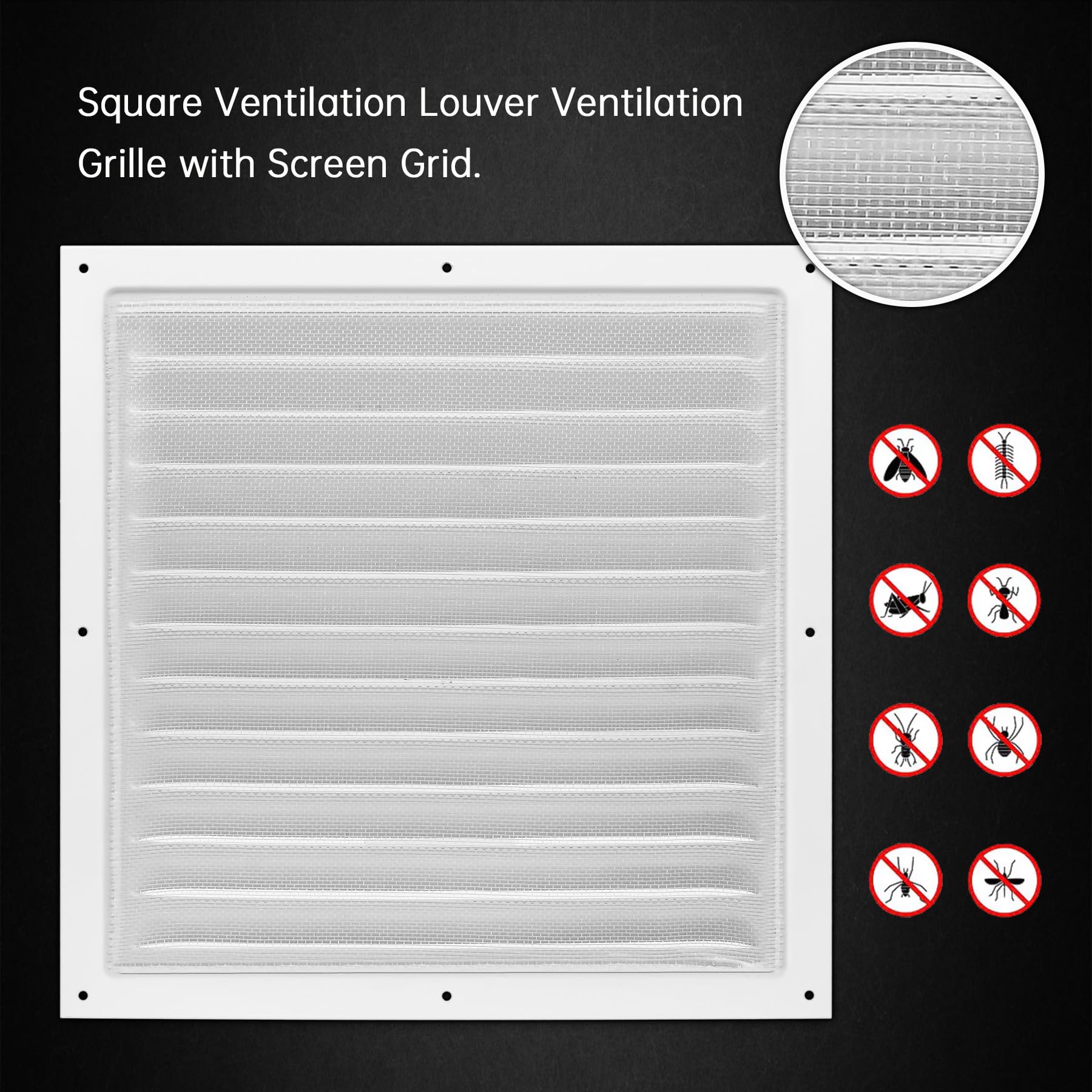 White 10x10 Inch Steel Return Air Grille With Insect Screen - Vent Cover For Wall, Ceiling, Or Door