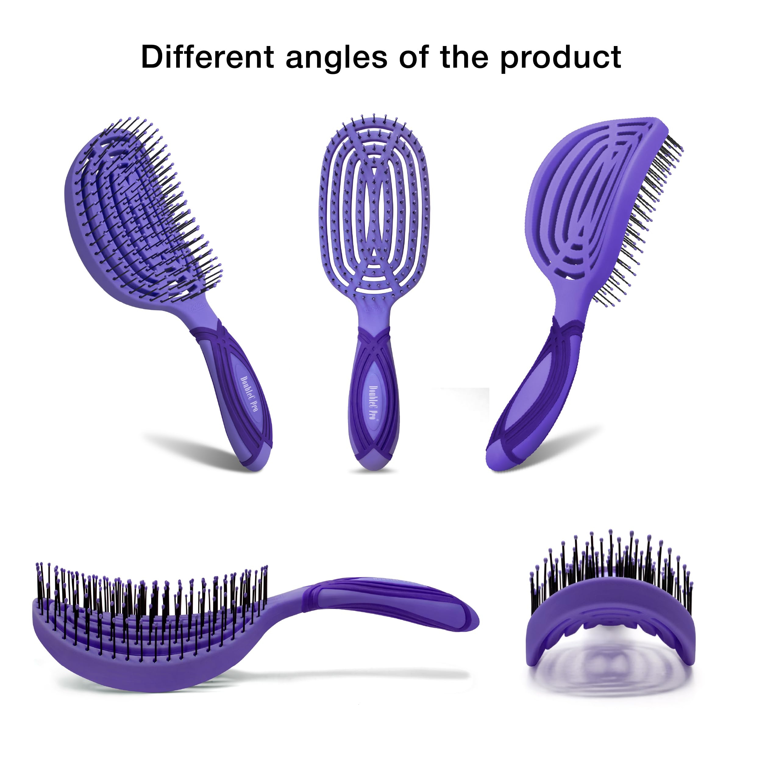 NuWay 4HAIR® DoubleC PRO® US opatentowana podwójnie zakrzywiona szczotka do rozczesywania nadaje się do suszenia włosów (hiacynt)