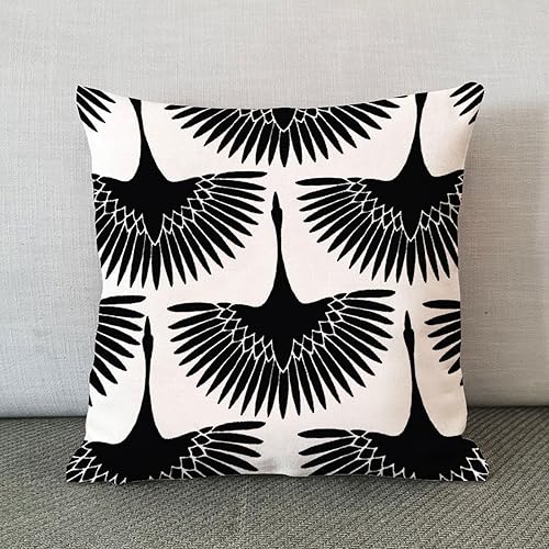 Miniatura 2 de Funda de almohada negra con diseño de pájaro cisne, funda de almohada asiática, funda de cojín de 16 x 16 pulgadas, decoración del hogar para sofá,