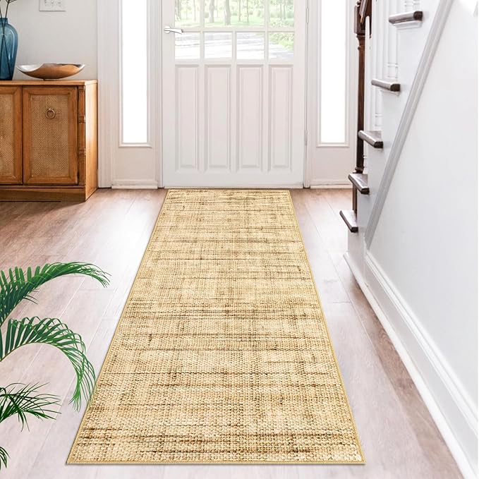 LUXLOOM Modern Abstract Runner Rug 2x6 Linen Printed Long