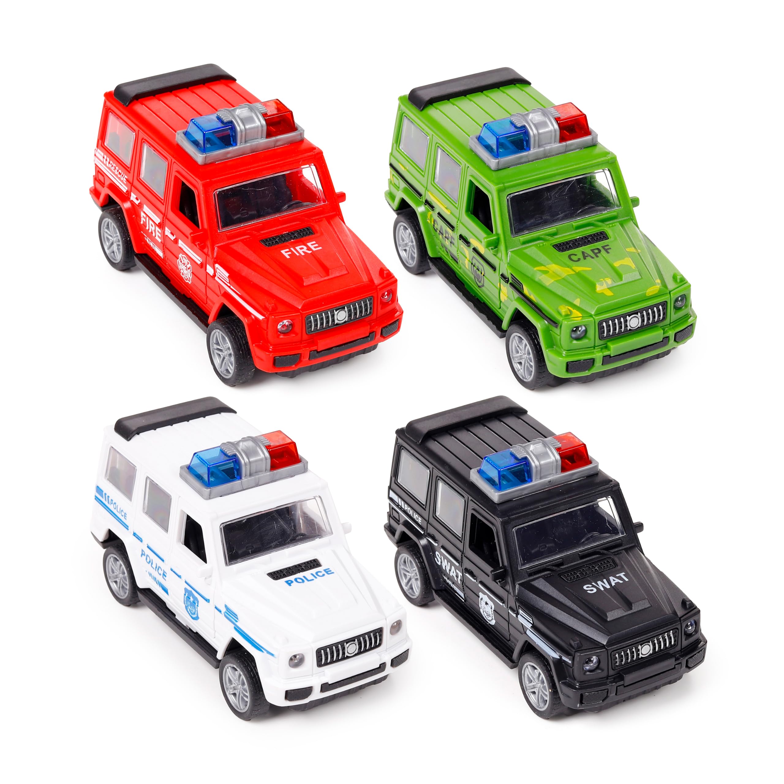 Puckator Off-Road Emergency Vehicle Friction Push/Pull Action Toy - Birthday Presents Gifts Play Vehicles Figures For - Boy Kids Girls Indoor Outdoor Garden Cars Truck Toys Powerd Inertia Vehicle Toy