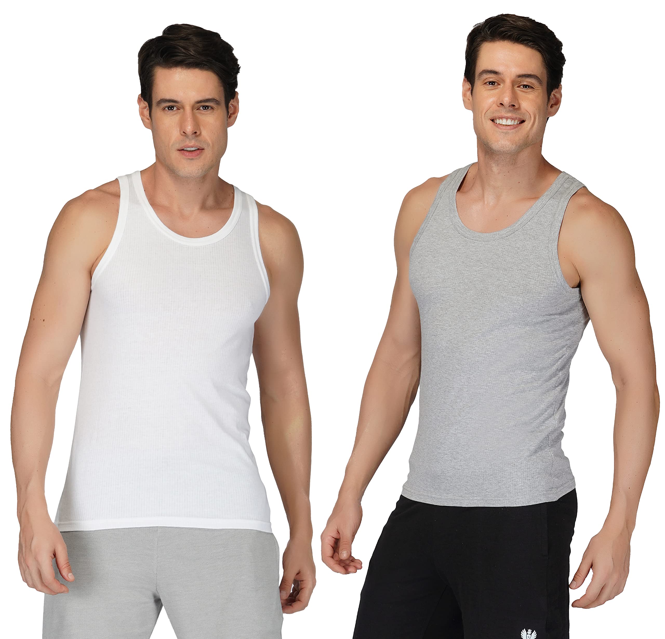 Mens Cotton Vest 2 Pack Bio-Washed Tank Sando-image-46