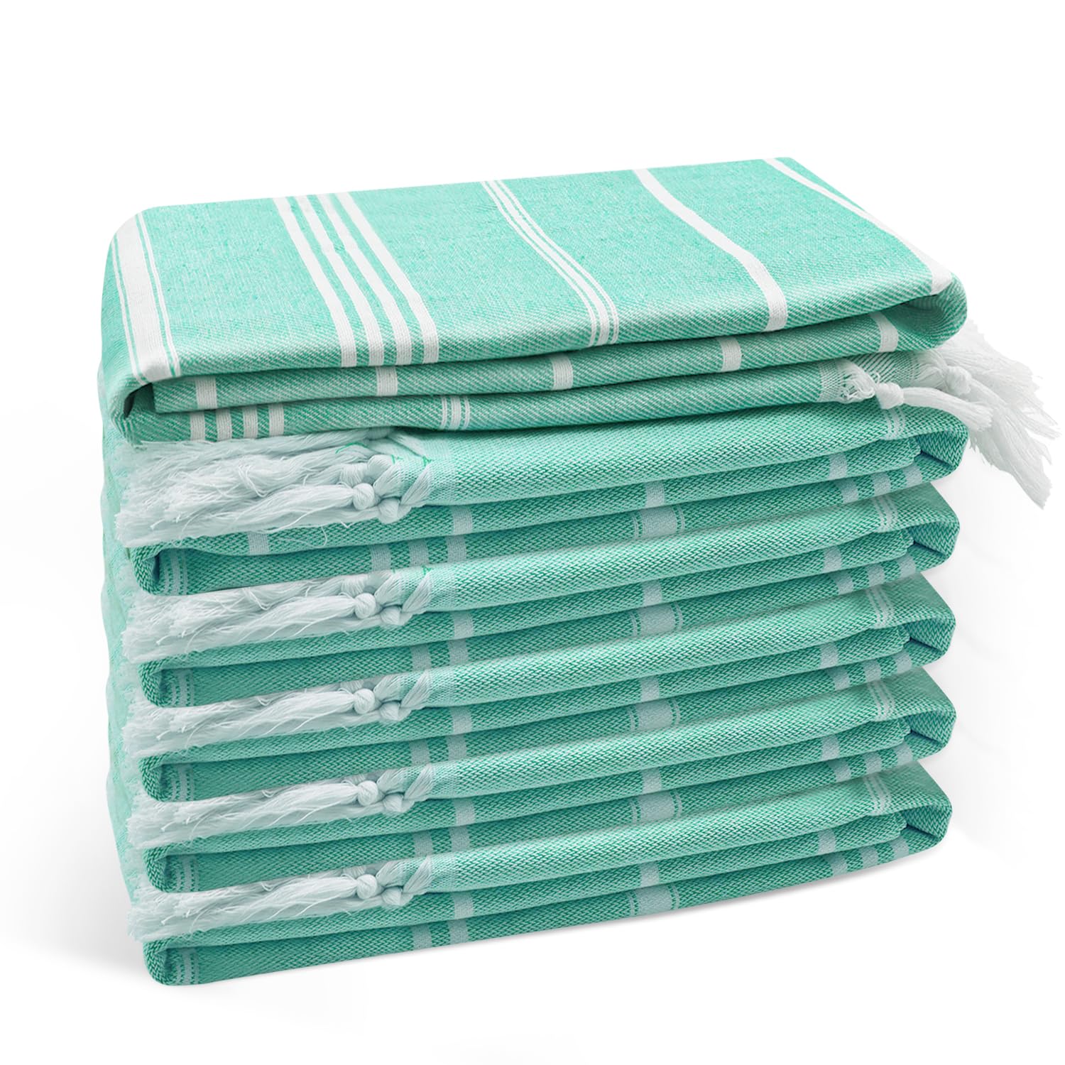 Eliamo Turkish Beach Towel Set of 6 Beach Towels Cotton Quick Dry Sand Free 36 x 71 inch Turkish Towel Oversized Lightweight Beach Towels Teal
