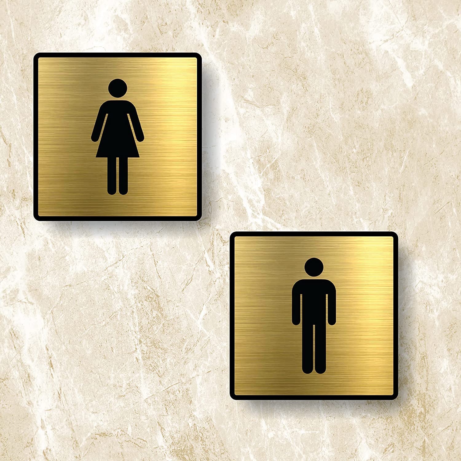 Anistuff Man and woman Signage nano Self-Adhesive Black Golden Sign for Business Shop Stores Cafes Shops Hospital School Office Hotel Restaurant Hotel Company Malls (man and woman)