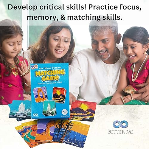 Miniatura 2 de Nuestro juego de tesoros nacionales para niños y niñas de 3 a 5 años. Un divertido y rápido juego de memoria de parques nacionales de Estados Unidos