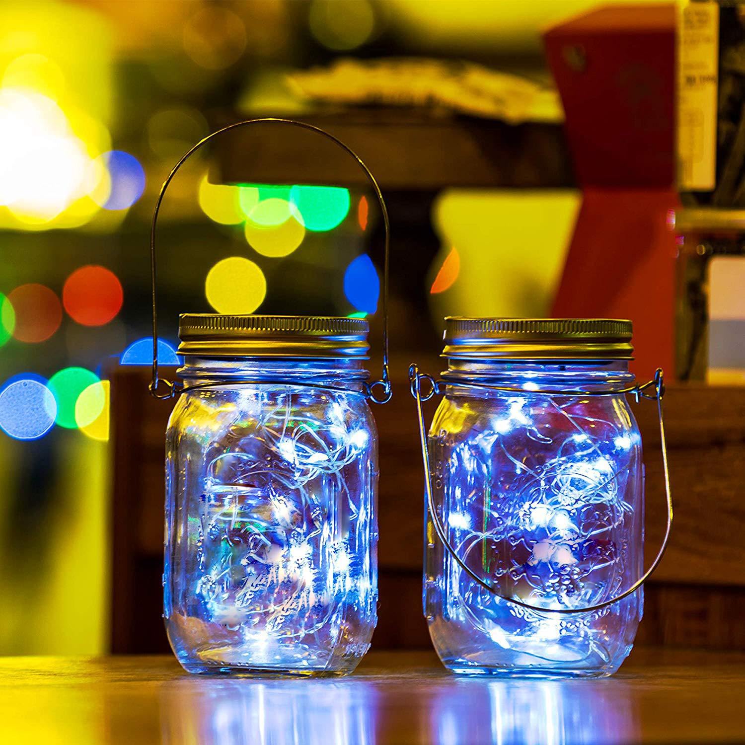 TecHong 12 x Solar Mason Jar Light Lids, 30 LED Hanging Fairy Firefly String Light Lantern Cap - Image 3