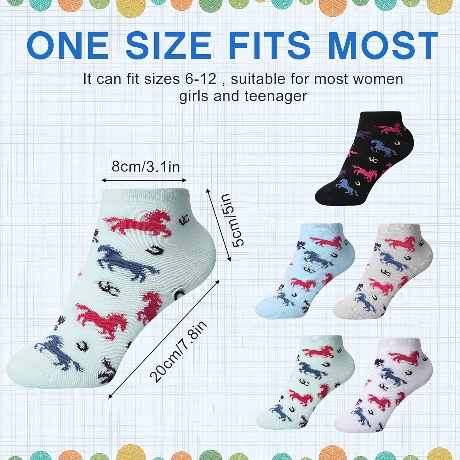 JaGely 5 Pairs Funny Horse Socks for Women Novelty Equestrian Ankle Socks Cute Horse Stuff for Girl Riding Lovers Gifts - Image 4