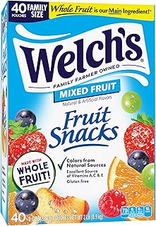 Welch's Fruit Snacks, Mixed Fruit Snack Box, Gluten Free, 0.8oz Snack Packs (Pack of 40)