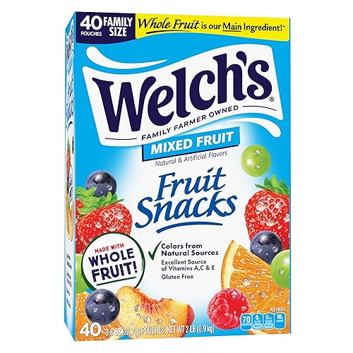Welch's Snacks de frutas, caja de aperitivos de frutas mixtas, rellenos de calcetines, sin gluten, paquetes de aperitivos de 0.8 onzas (paquete de