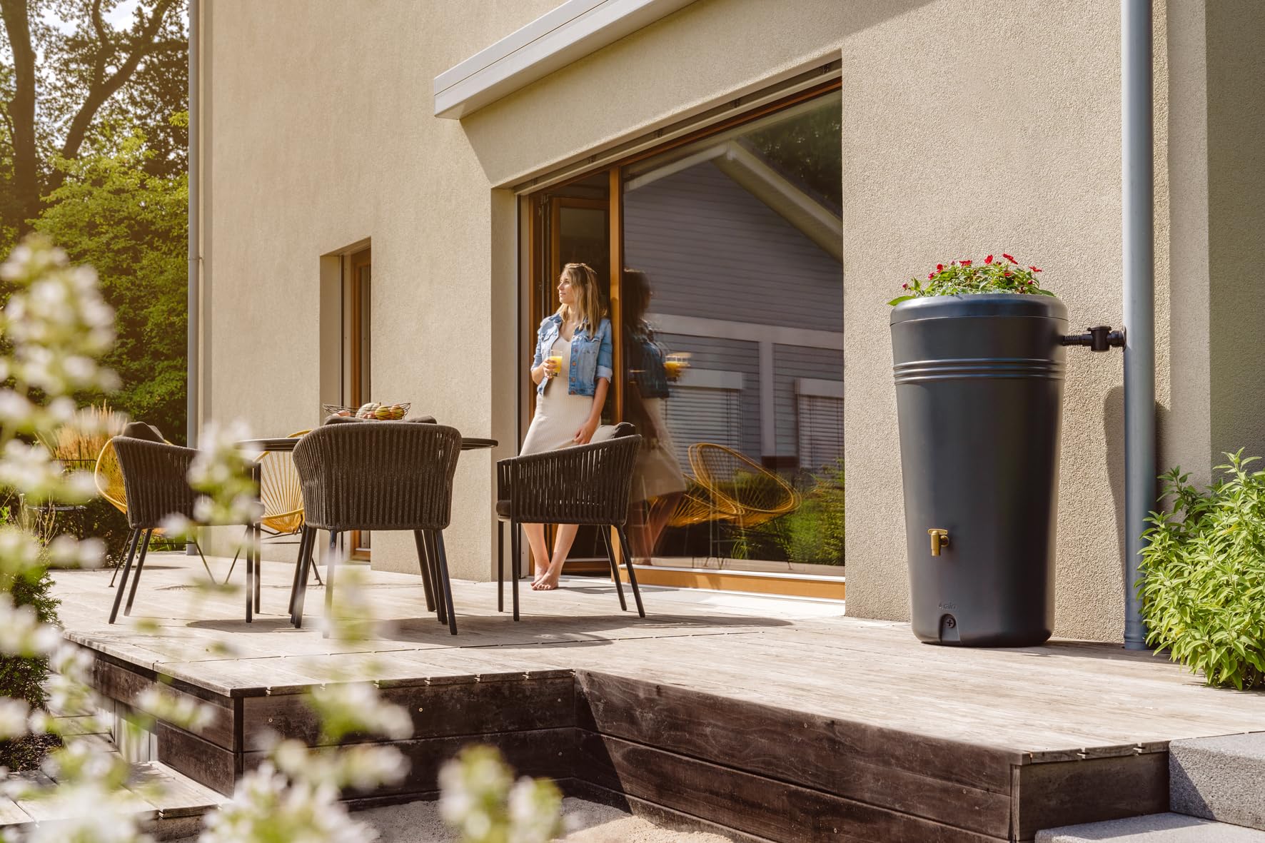 4rain AZURA 2w1 zbiornik na deszczówkę 230 l graphite grey