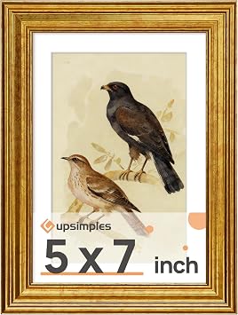 upsimples 5x7 Picture Frame, Vintage Frames Decor, 1Pack Gold