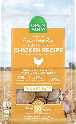 Open Farm Empanadas crudas liofilizadas para perros, receta de carne criada humanamente con superalimentos sin OMG y sin sabores ni conservantes