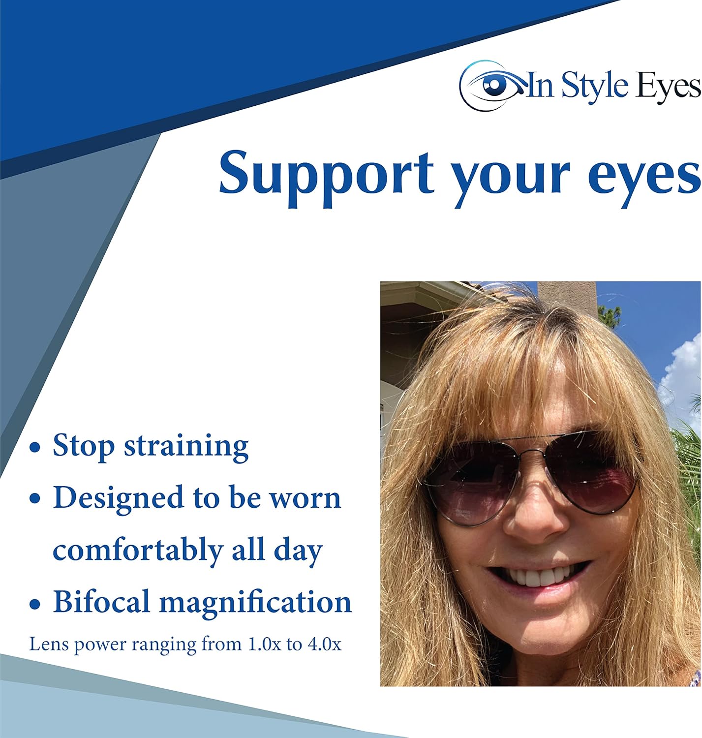 In Style Eyes C Moore Bifocal Reading Sunglasses - Wired Aviator Style Metal Frame Cheater Glasses - Non-Polarized Lens - Image 3