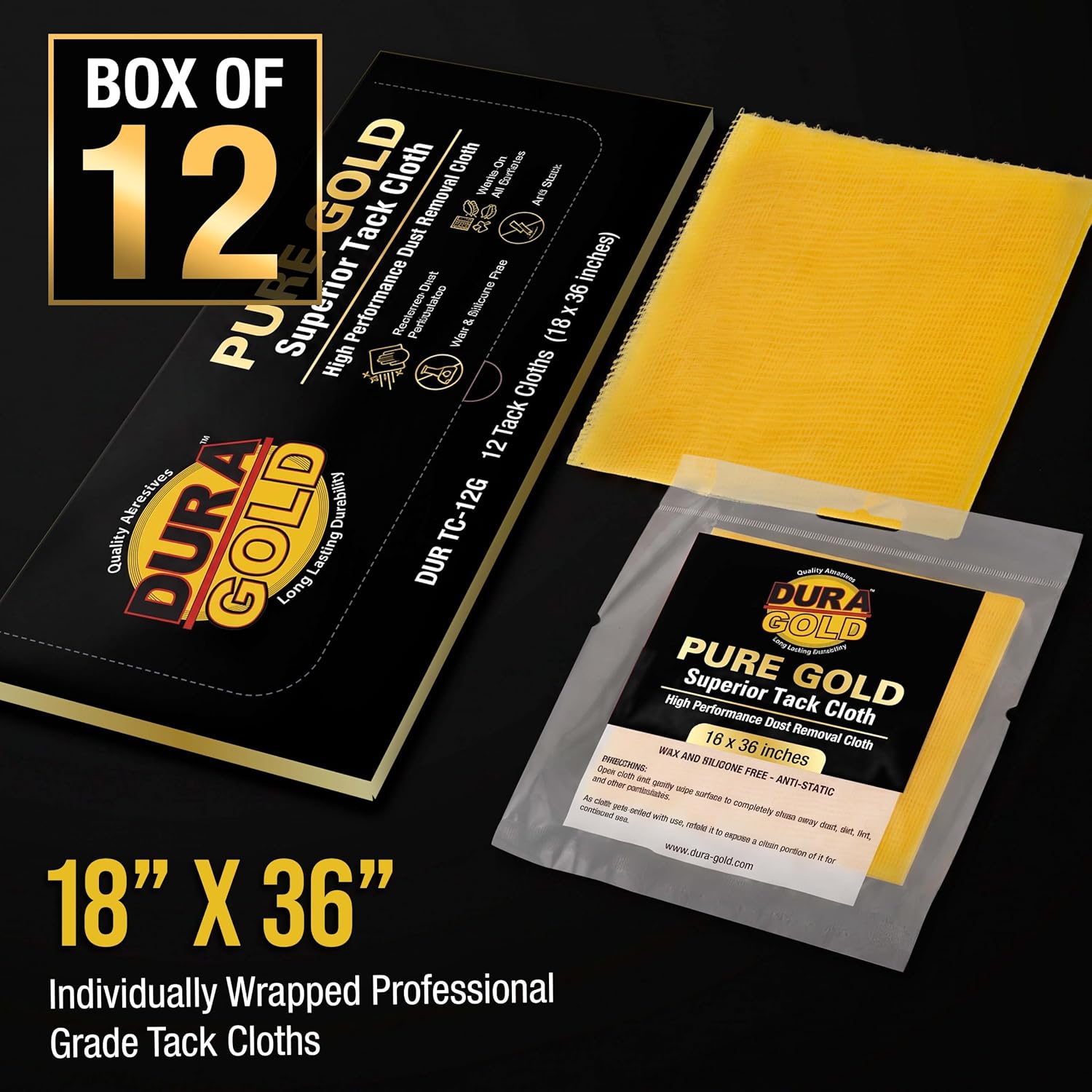 Dura-Gold - Pure Gold Superior Tack Cloth (Pack of 12), Woodworking, Auto image 2