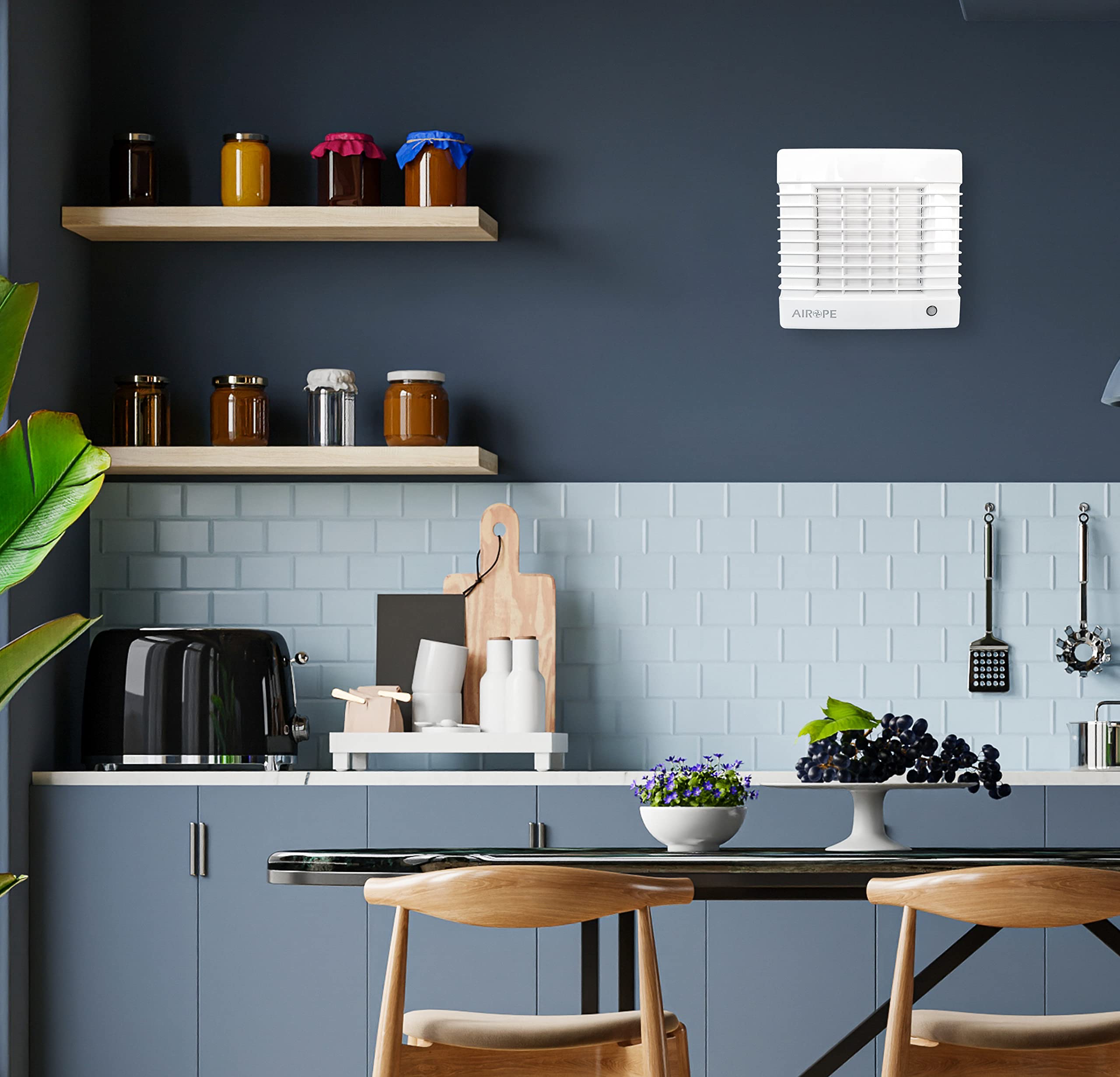 AS-100 mm Ventilateur, Extracteur d'air, Volet Automatique, VMC, pour Salle de Bain, Cuisine, WC, Bureau, Silencieux, Faible Consommation, Profil Élégant, Garantie 5 ANS