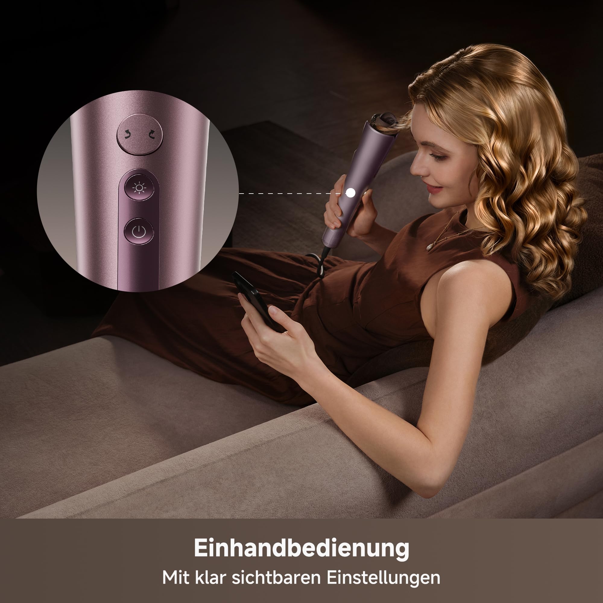DREAME Air-Auto Lockenstab One-Touch Auto-Stylingfunktion, MCH-Heizsystem | 360° bidirektionales Lockenstyling, LED-Anzeige, NTC-Temperatursteuerung, 3 Heizmodi, Verhedderungsschutz, 2,8 m Kabel