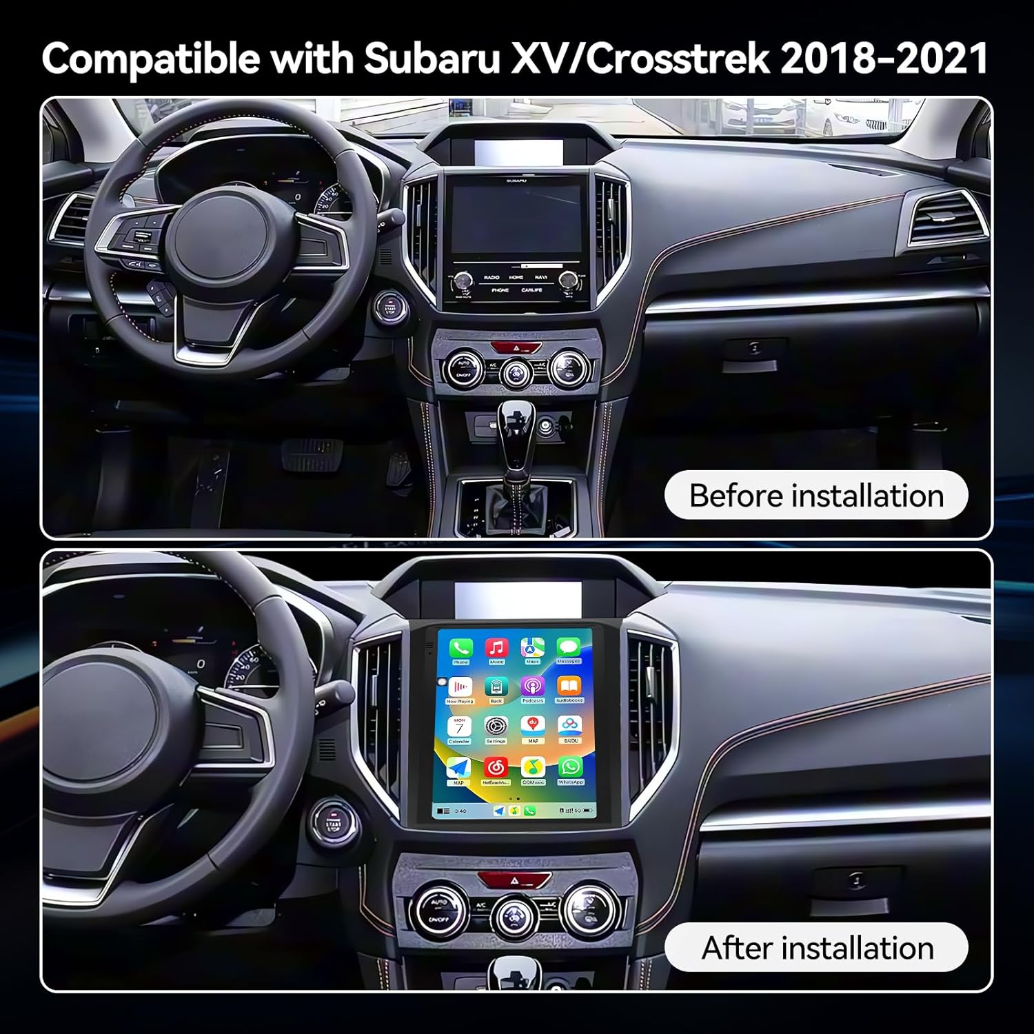 Android 14 Car Radio Compatible with Subaru XV/Crosstrek 2018–2021,4G+64G,9.7" Touch Screen Car Stereo with Wireless Carplay&Android Auto,FM/GPS/SWC/Mirror Link/Backup Camera