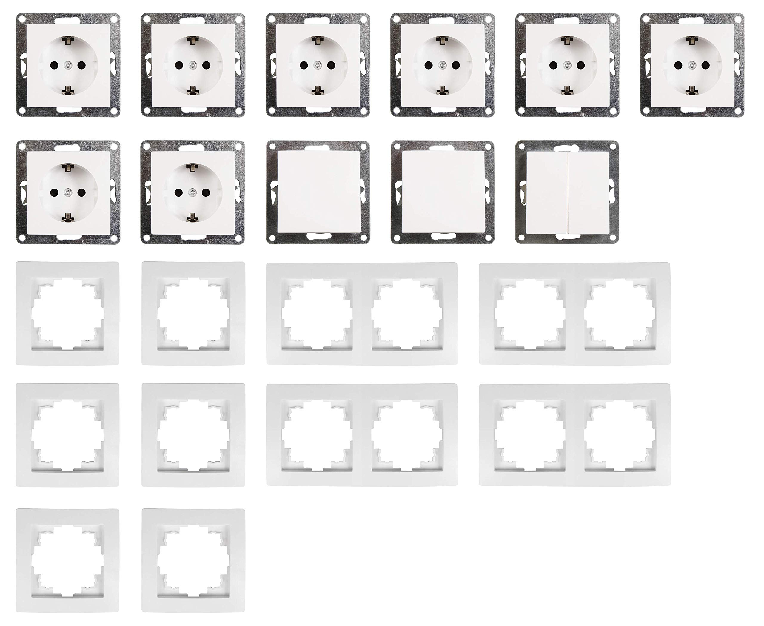 McPower Flair Standard plus zestaw przełączników i gniazd wtykowych, 21-częściowy, biały