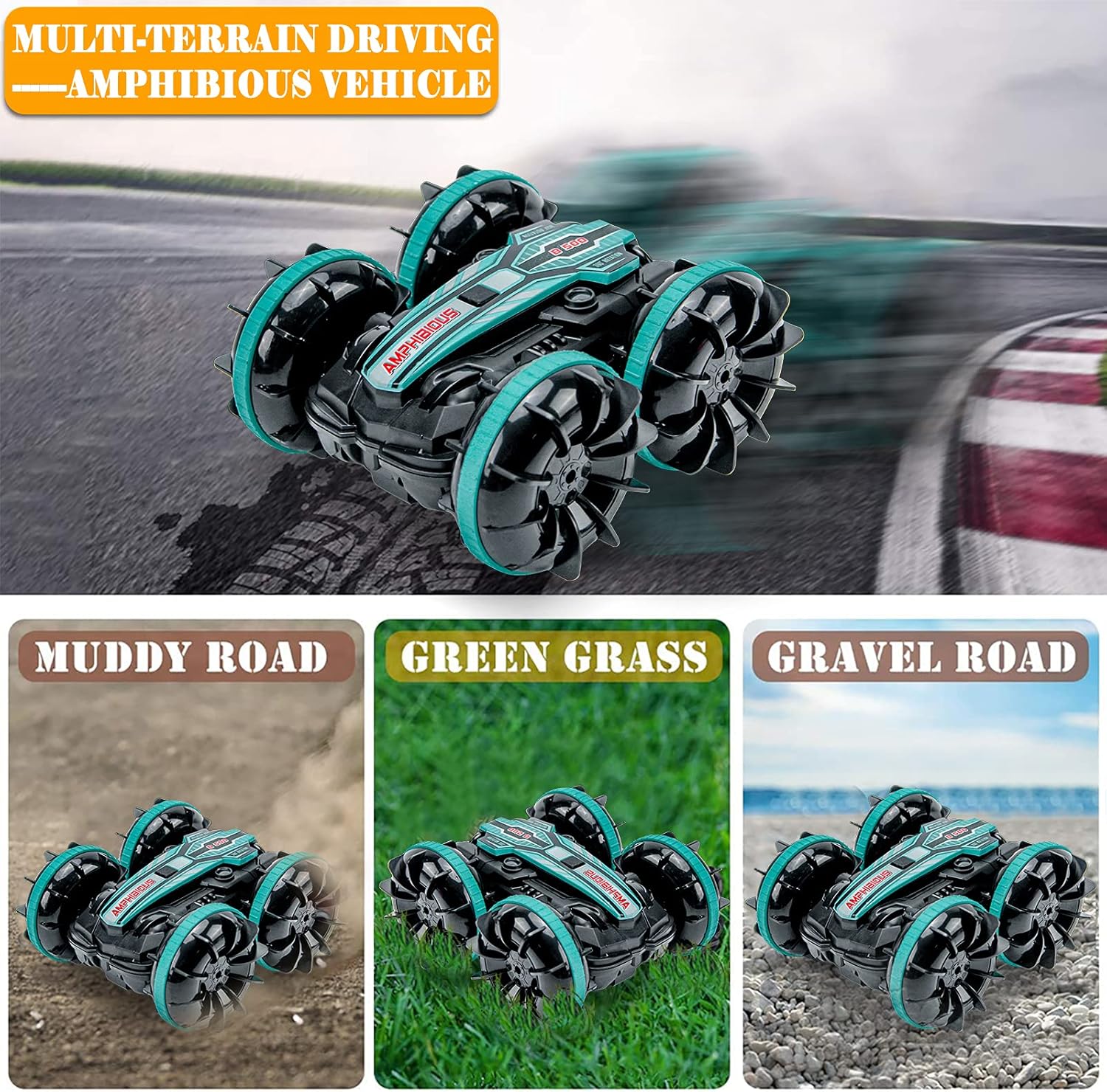 Xmasmate Amphibious RC Car for Kids - 2.4 GHz Remote Control & Watch Gesture Sensor RC Boat Toy Waterproof RC Monster Truck Stunt Car for 6-12 Years Old Boys Girls All Terrain Xmas Birthday Gifts : Toys & Games