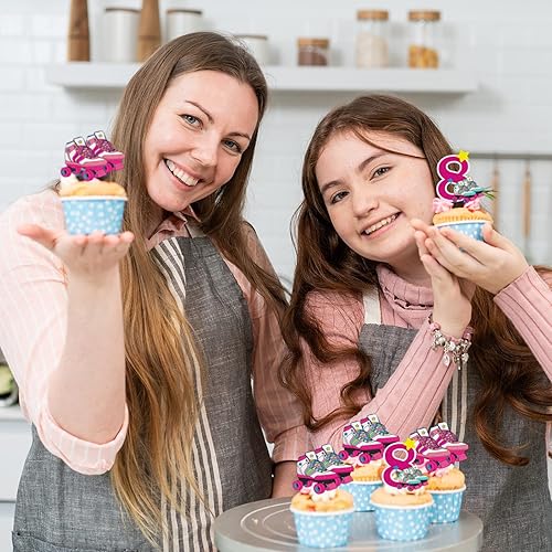 Miniatura 6 de 18 piezas de decoración de cupcakes de patinaje sobre ruedas para cumpleaños de 8 años, para niñas, patinaje sobre ruedas para fiesta de cumpleaños,