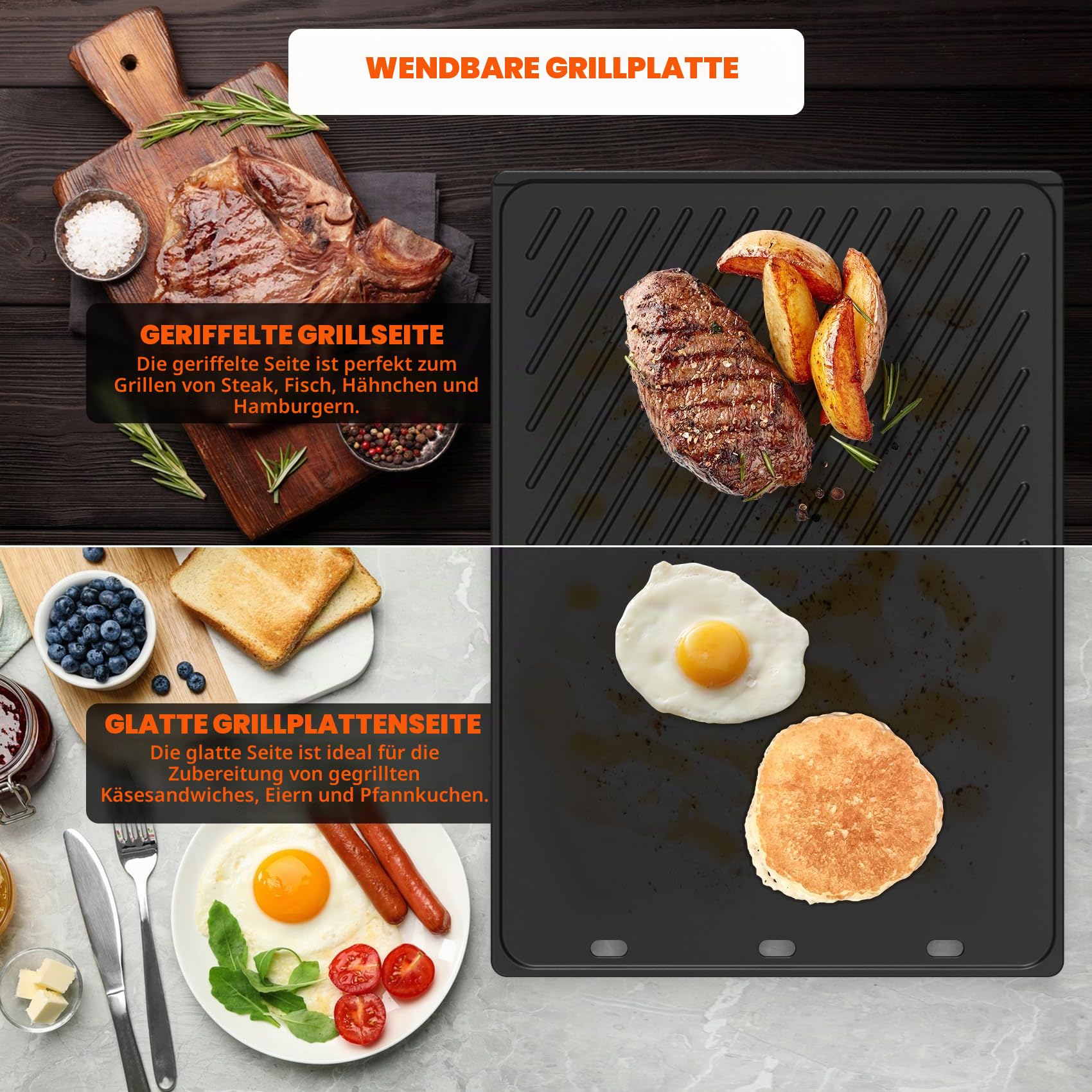 onlyfire Gusseisen Grillplatte Wendeplatte für Weber Genesis 2 300 Gasgrill