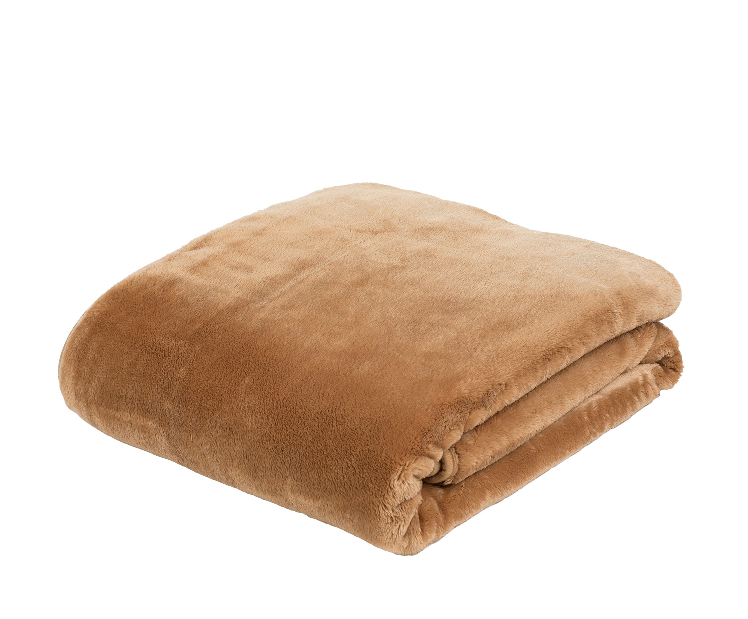 Couverture Douillette 500g/m² Gözze grand plaid canapé lit chaud couleur sable