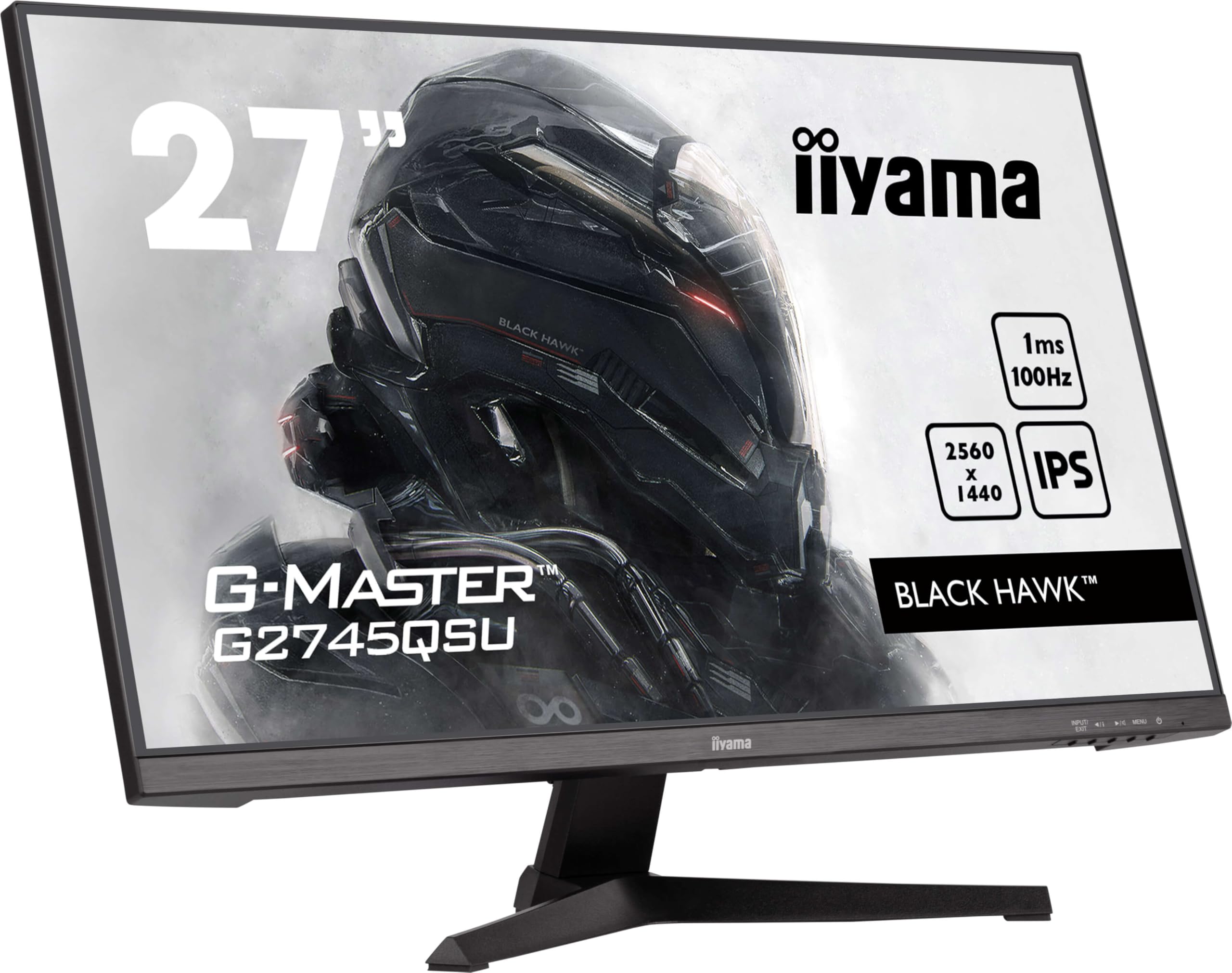 Ecran iiyama 27" G-Master Black Hawk, IPS, 2560x1440@100Hz, 1ms, 300cd, Haut-parleurs, HDMI/DP/USB HUB, Black Tuner, i-Style Colour, ecran pc Gamer