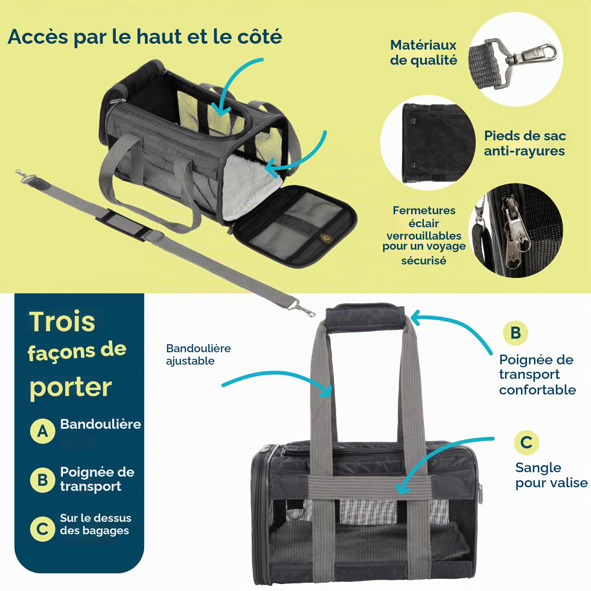 Sherpa Original Sac de Transport pour Animal de Compagnie, approuvé par Les compagnies aériennes et Garanti à Bord, Gris Anthracite, Taille S