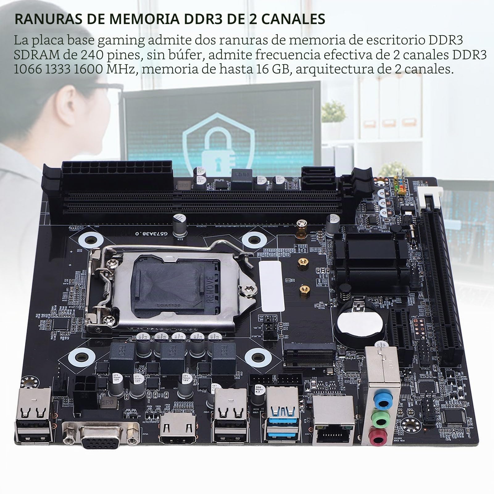 Tonysa H81 LGA 1150 Placa Base con Ranura M.2, Micro ATX para 4th Gen I3 I5 I7 y E3 V3 CPU, Soporte DDR3 1600MHz, USB 3.0 SATA 3