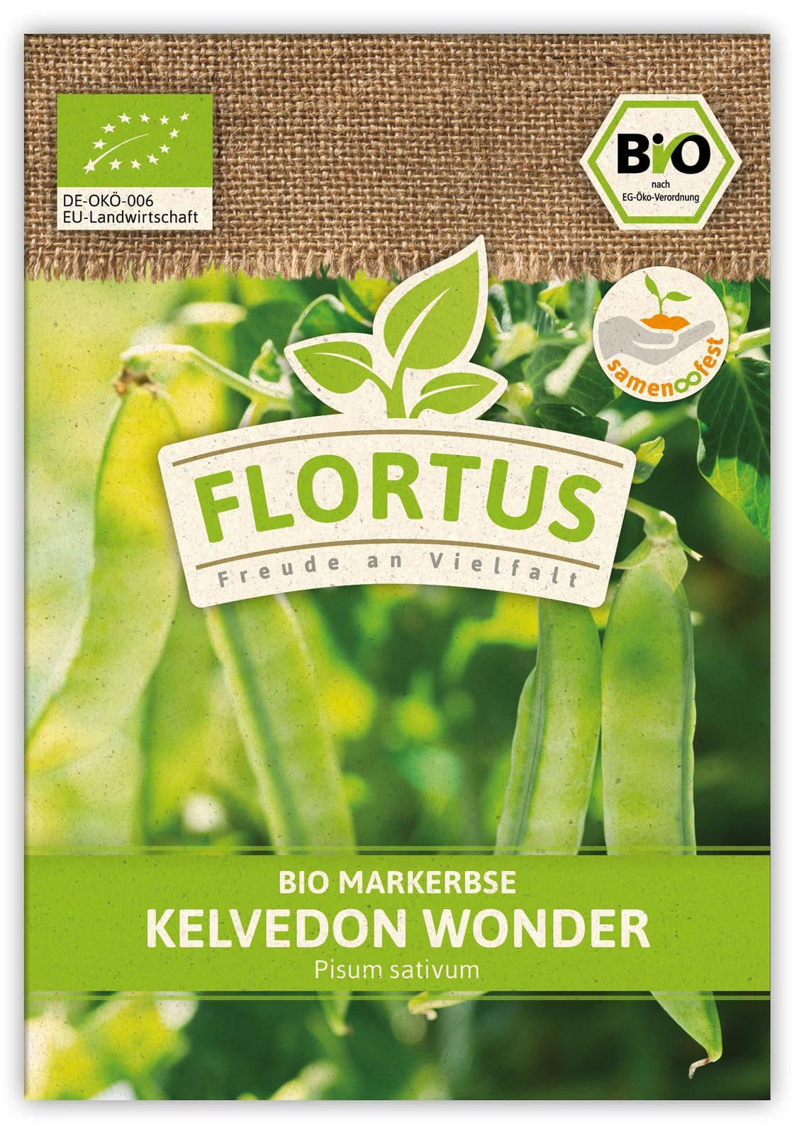 FLORTUS 2000-0519-100x Markerbse Kelvedon Wonder (100 Stück) (BIO Erbsensamen)