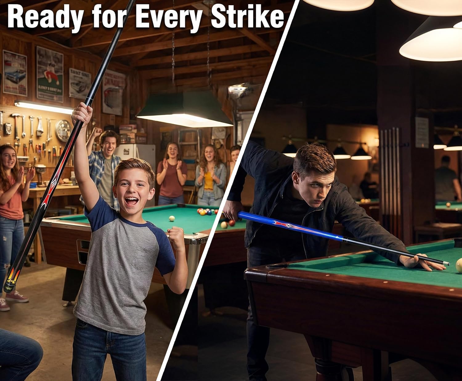 Tai ba cues 2-Piece Pool cue Stick, 13mm Tip, Short 48" Junior Kid cue, Hardwood Canadian Maple Professional Billiard Pool Cue Stick 18,19 Oz Pool Stick (Selectable)-Blue, Black