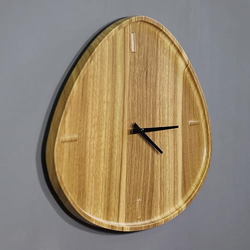 Miniatura 4 de Colección PJ Reloj de pared de madera de forma irregular, reloj de pared moderno decorativo, funciona con pilas, silencioso sin tictac (patrón de