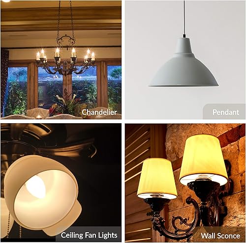 Miniatura 3 de Simba Lighting Candelabro CA10 40W E12 Base (12 unidades) Bombillas incandescentes decorativas de 120 V para candelabros, luces de ventilador de