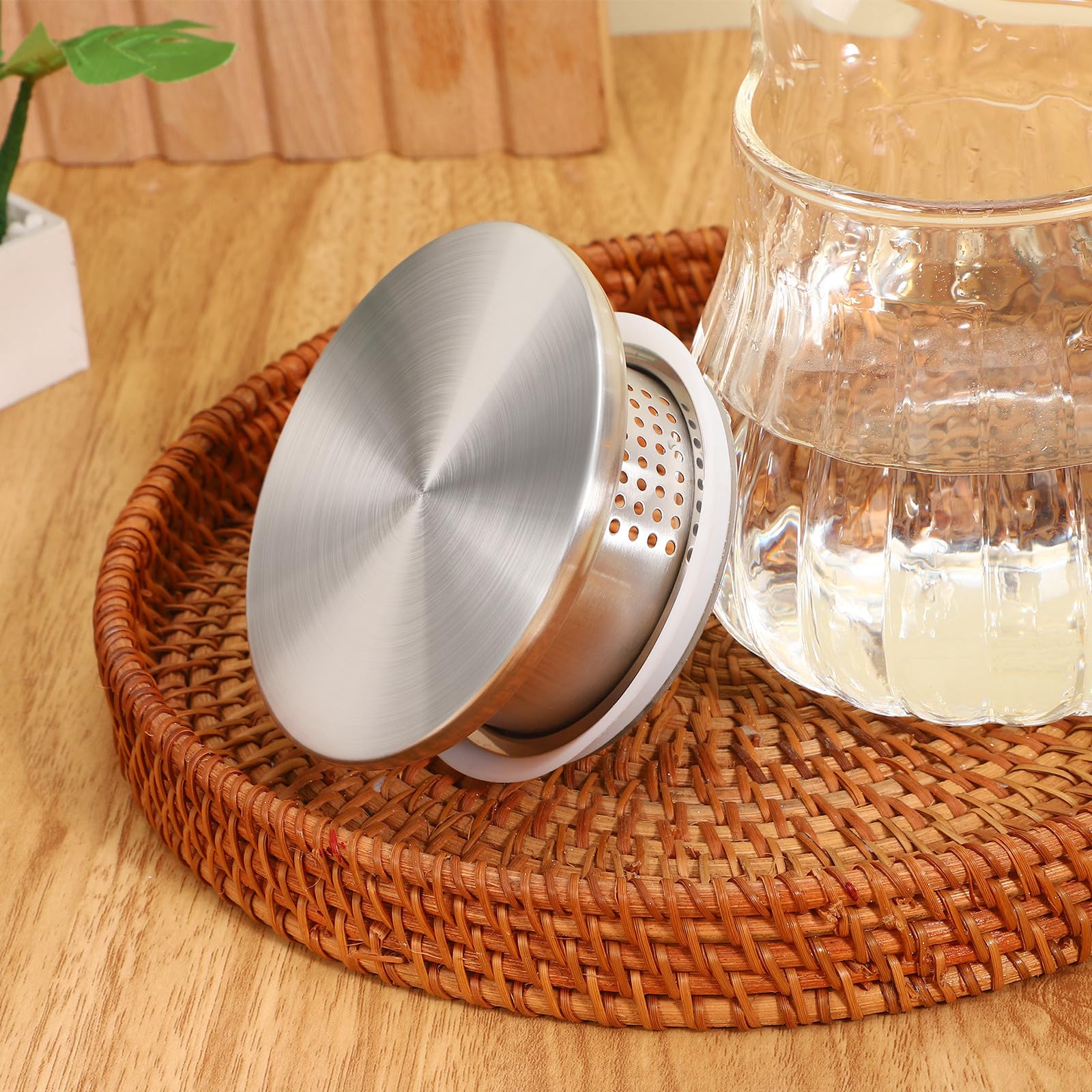 Coperchio di Ricambio per Brocca d'Acqua Resistente all'Usura, Doppio Beccuccio Versatore in Acciaio Inox, Adatto a Brocche di Vetro per Cucina e Bar