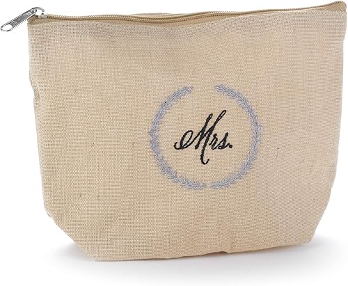 Miniatura 6 de Hortense B. Hewitt Accesorios de boda forrado yute natural bolsa de cosméticos, 10 x 7 pulgadas, suya