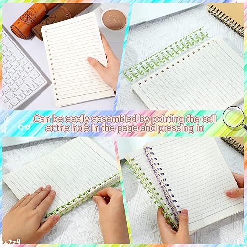 Miniatura 7 de CHENGU 24 piezas de alambre de unión Cinch, alambre de unión doble, espinas de unión de doble bucle, espiral de anillo doble para la elaboración de