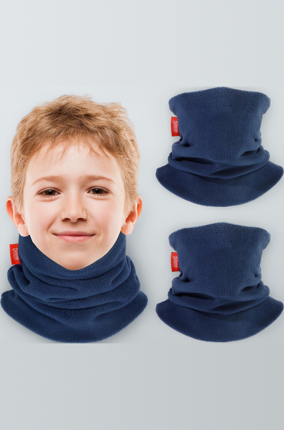 Neck Warmer for Kids 2 Pack, Double-Layer Fleece Ski Neck Gaiter for Boys Girls Youth Winter Cold Weather Scarf