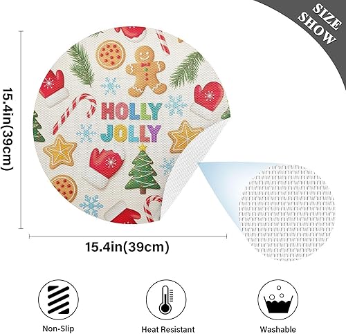 Miniatura 4 de Gingerbread Men PVC Placemat, Washable Heat Proof Table Mat for Kitchen one sizex4