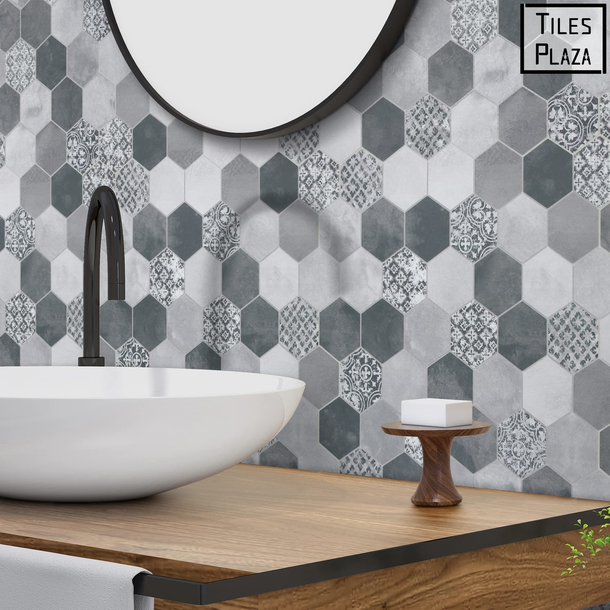 The Tiles Plaza Backsplash Peel and Stick, piastrella decorativa da parete a mosaico per cucina, bagno, camino, 10 fogli, copertura 2,2 m²