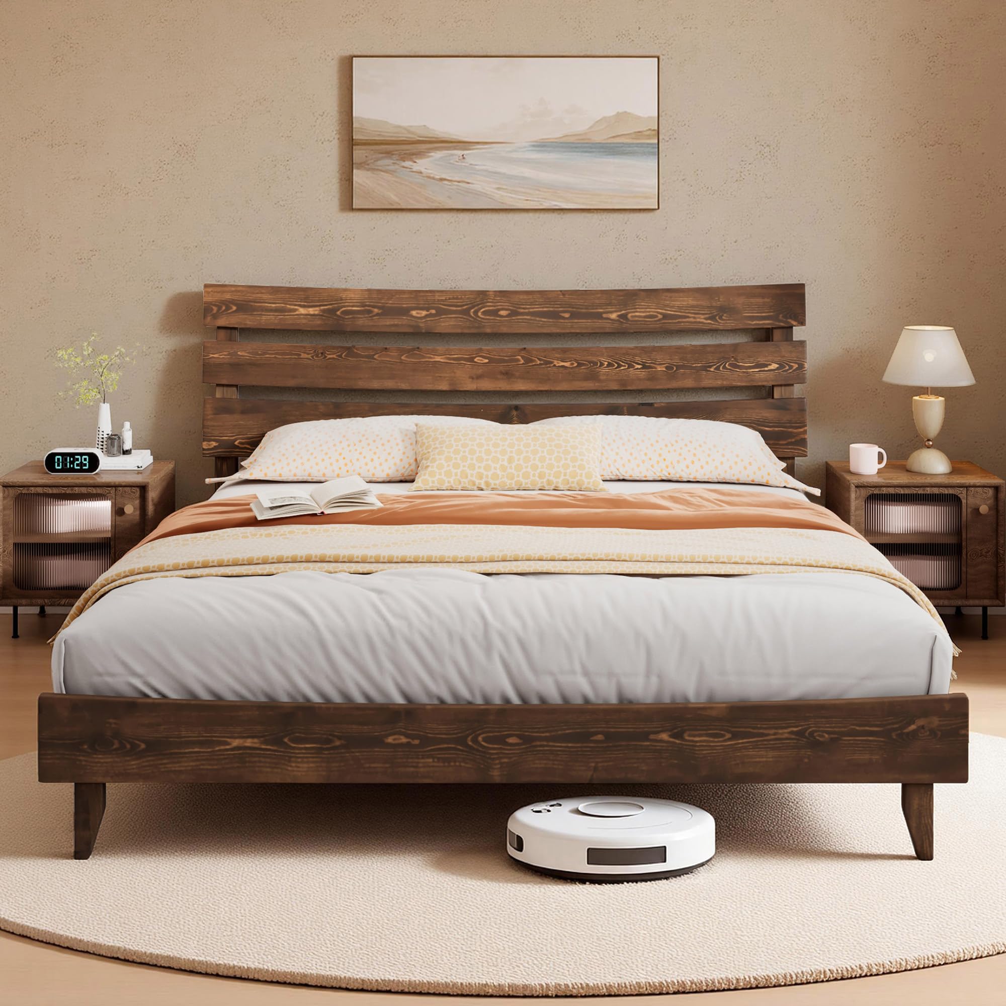 LUXOAK 14 Inch Queen Size Bed Frame with Headboard