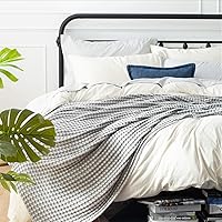 Vista 4 de Bedsure Cooling Cotton Waffle King Size Blanket - Lightweight Breathable Blanket of Rayon Derived from Bamboo for Hot Sleepers, Luxury Throws for