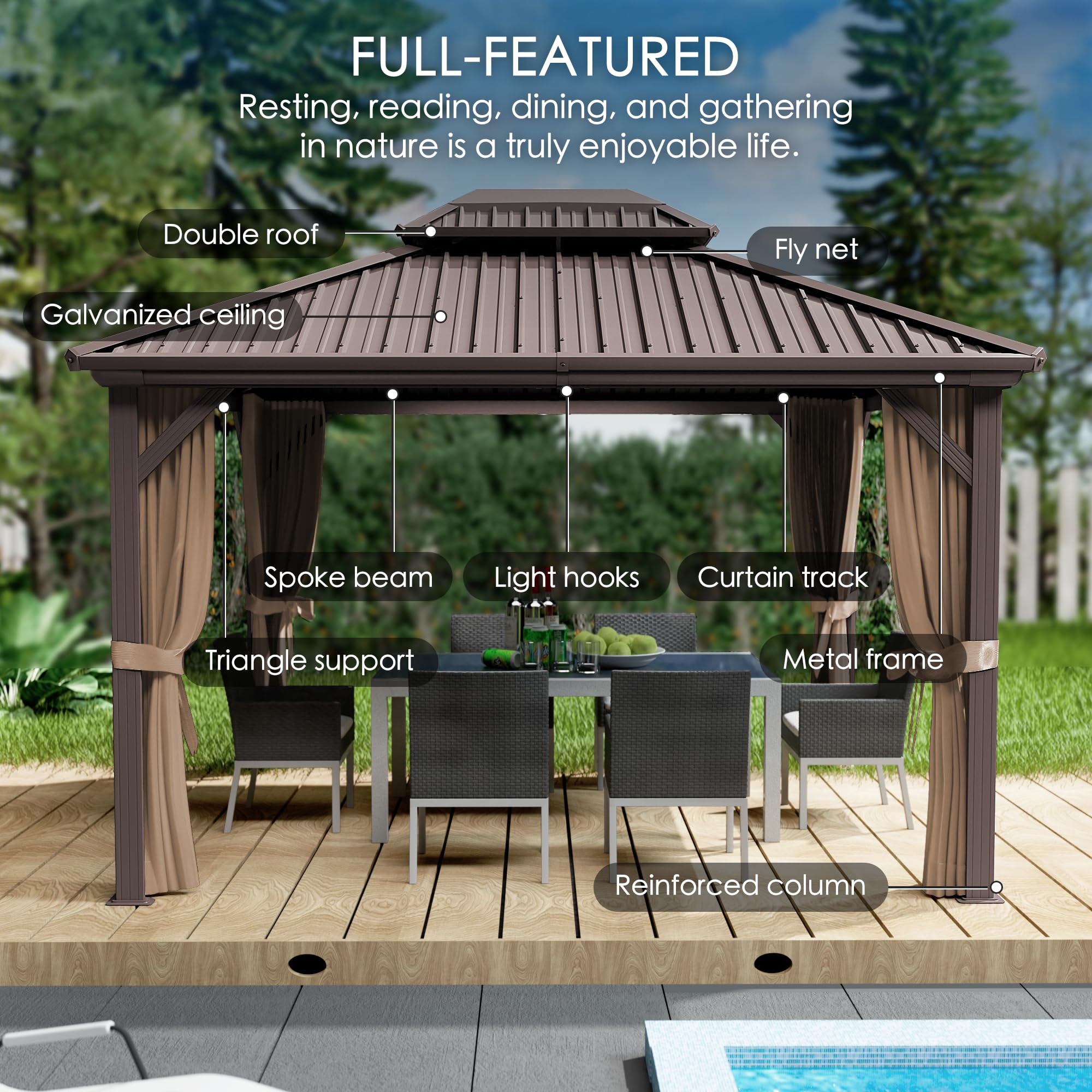 Amazon.com : Kozyard Caesar 10'x12' Hardtop Gazebo - Permanent