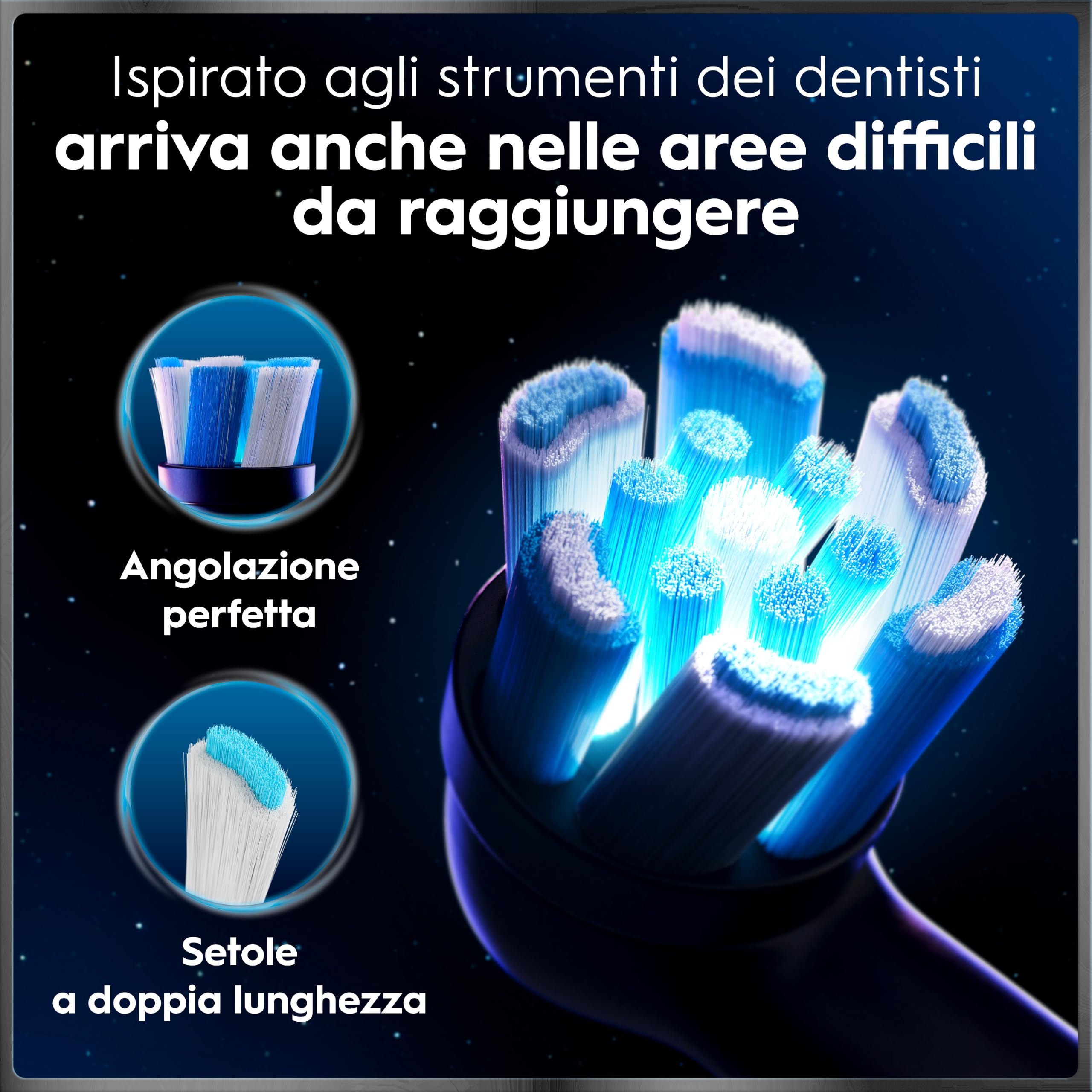 Oral-B iO 10 Spazzolino Elettrico, 3 Testine di Ricambio, Custodia, Nero - 3 Testina di Ricambio per Spazzolino Elettrico, Ricaricabile, Custodia da Viaggio Ricaricabile, Pulizia Denti Efficace