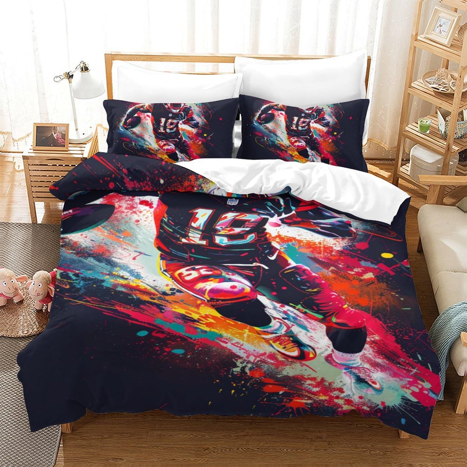 Housse de couette football cadeau idéal pour lit enfant parure imprimé 3D 140x200 cm