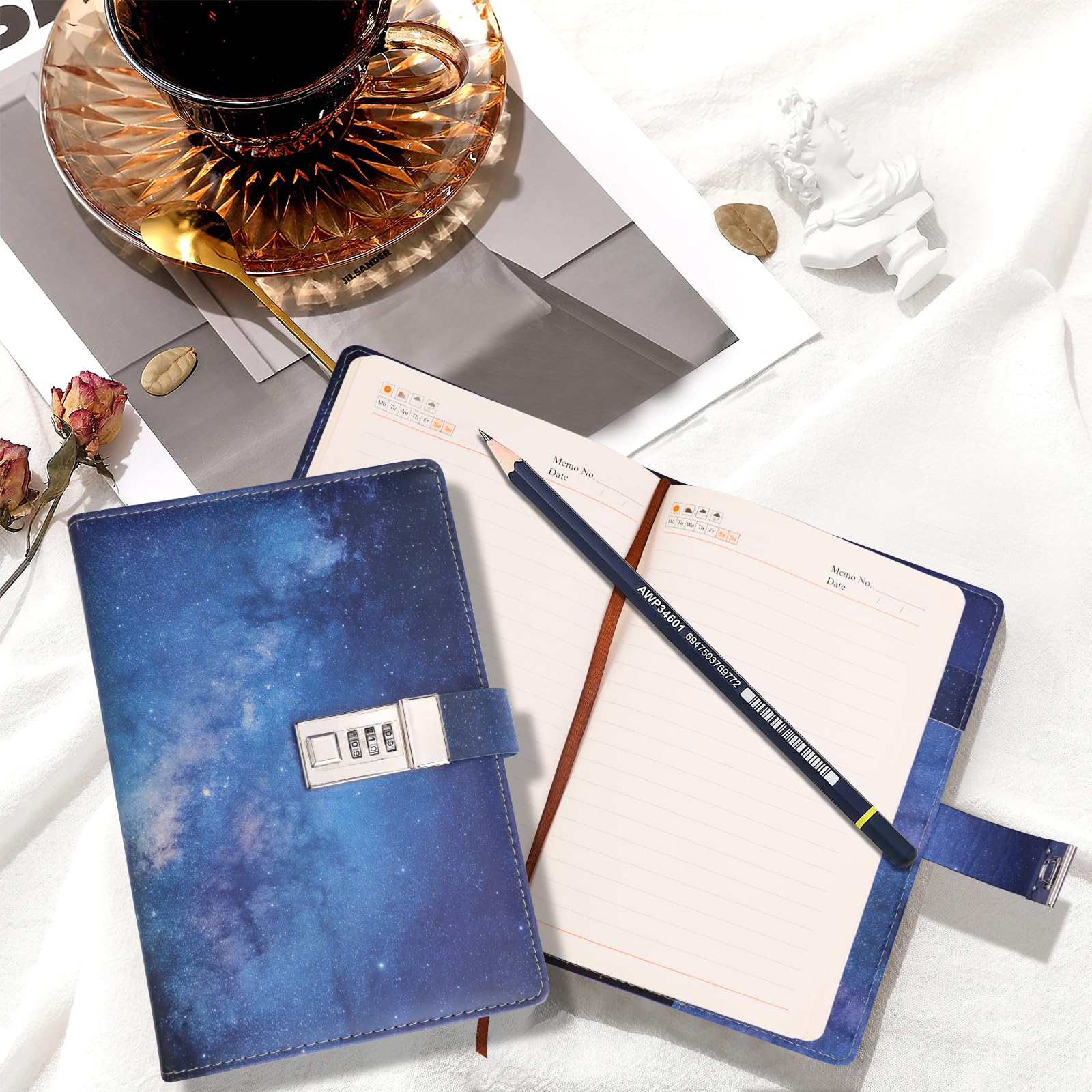 PU Leather Diary With Lock Thick Combination Lock Journal Girls - View #12
