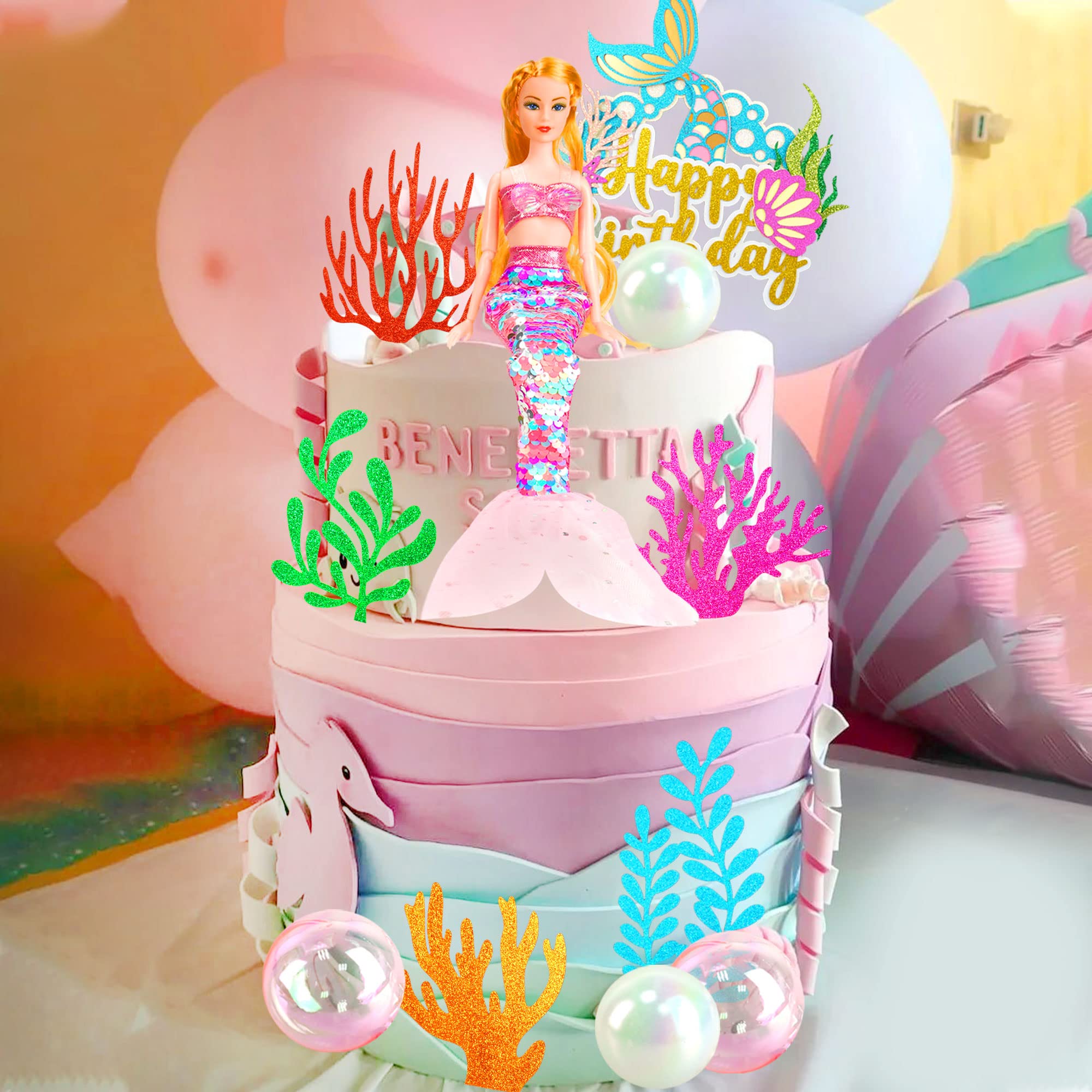 Tartas De Cumpleaños Decoración Para Tarta De Sirena 19 Piezas